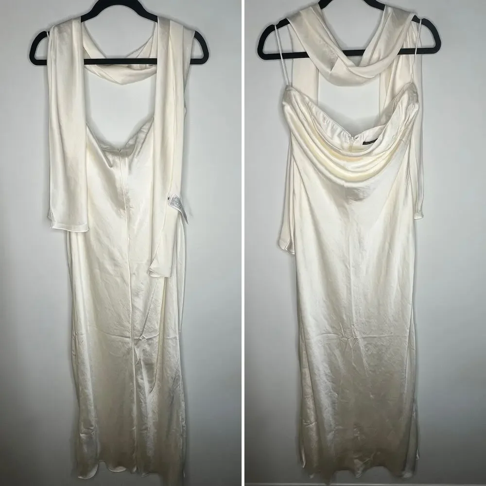 Abercrombie & Fitch Satin Julia Dress w/Scarf Size Large - Picture 3 of 8